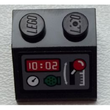 black slope 45 2 x 2 with gauge clock radio and red lever pattern sticker - set 60051