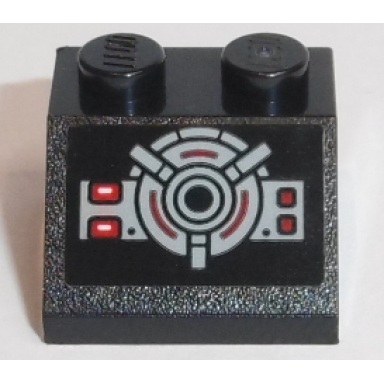 black slope 45 2 x 2 with red buttons and wheel with levers pattern sticker - set 75190
