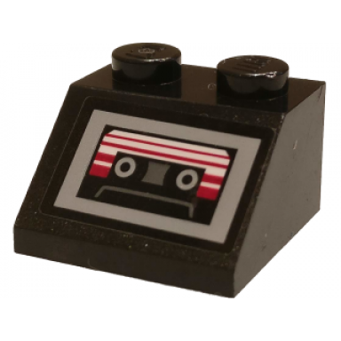 black slope 45 2 x 2 with cassette player pattern sticker - set 76081