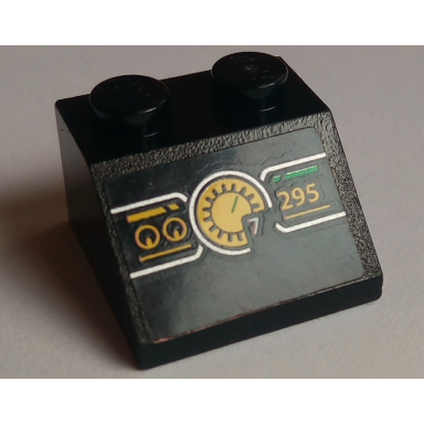 black slope 45 2 x 2 with tachometer and yellow 295 pattern sticker - set 75899