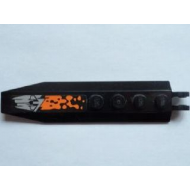 black hinge plate 1 x 8 with angled side extensions with orange and silver pattern model right side sticker - set 8112