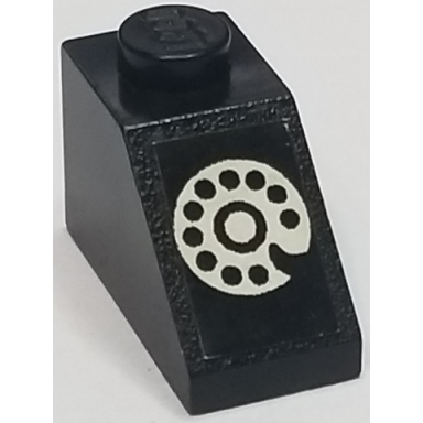 black slope 45 2 x 1 without bottom tube with white rotary phone dial pattern sticker - set 268