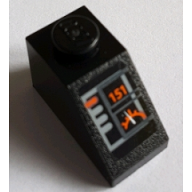 black slope 45 2 x 1 with orange 151 and gauge on control panel pattern sticker - set 75144