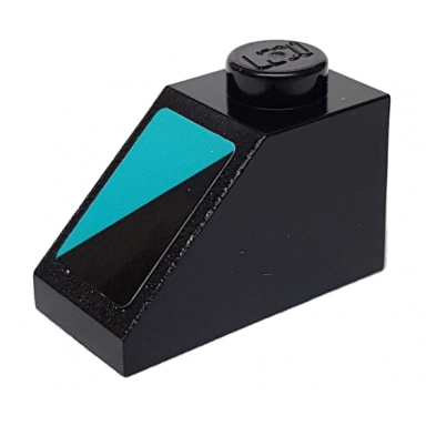 black slope 45 2 x 1 with medium azure triangle on black background pattern model left side sticker - set 76898