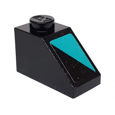 black slope 45 2 x 1 with medium azure triangle on black background pattern model right side sticker - set 76898
