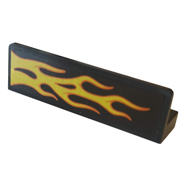 black panel 1 x 4 x 1 with orange and yellow flame pattern model left side sticker - set 76167