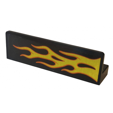 black panel 1 x 4 x 1 with orange and yellow flame pattern model right side sticker - set 76167