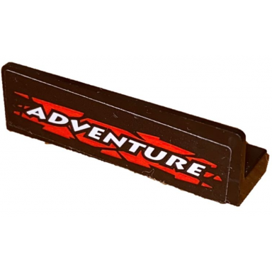 black panel 1 x 4 x 1 with white adventure on black and red background pattern sticker - set 60240