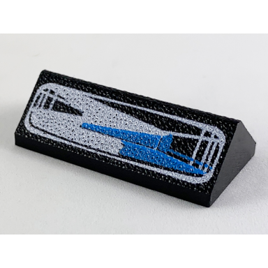 black slope 45 2 x 4 double with blue and white headlight pattern