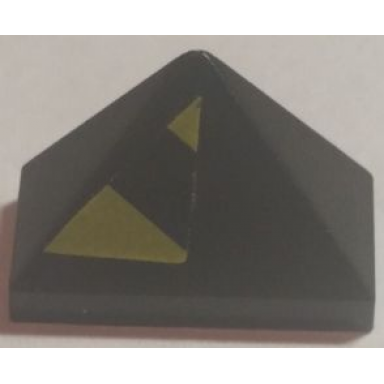 black slope 45 2 x 1 triple with inside bar with black and yellow danger stripes pattern model left side sticker - set 7702