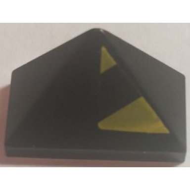 black slope 45 2 x 1 triple with inside bar with black and yellow danger stripes pattern model right side pattern sticker - set 7702