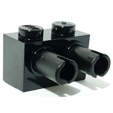 black brick modified 1 x 2 with pins