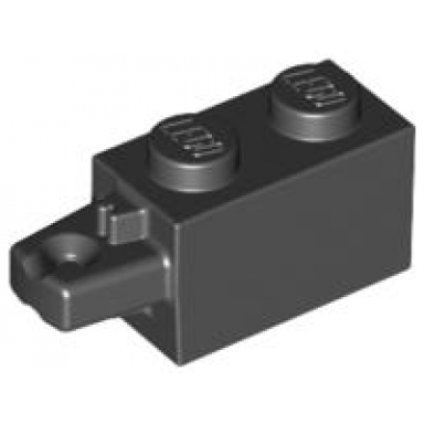 black hinge brick 1 x 2 locking with 1 finger horizontal end