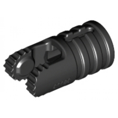 black hinge cylinder 1 x 2 locking with 2 fingers and axle hole on ends with slots