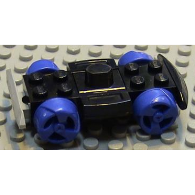 black vehicle base 4 x 6 racer base with violet wheels and light gray bumper