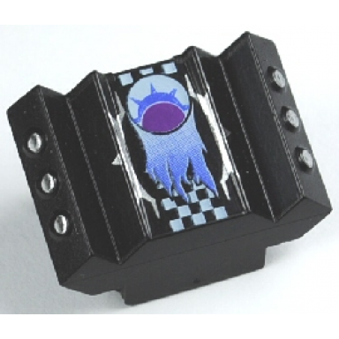 black brick modified 2 x 2 no studs sloped with angled side block extensions with spiky pattern