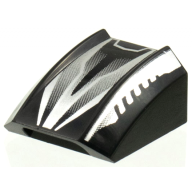 black slope curved 2 x 2 lip with silver stripes and gradients pattern