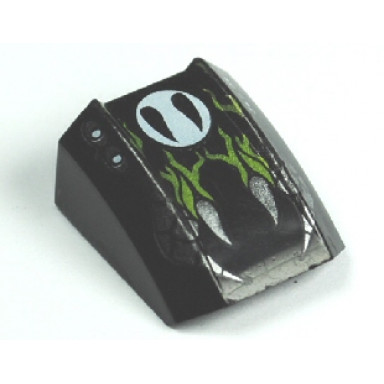 black slope curved 2 x 2 lip with snake fangs pattern