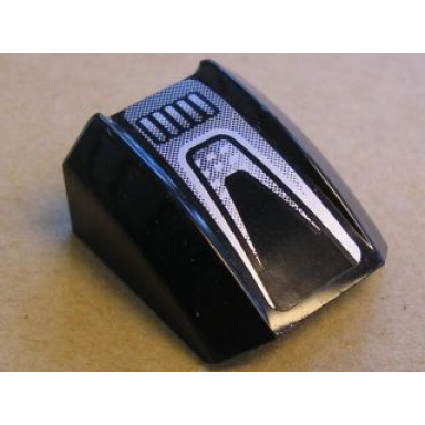 black slope curved 2 x 2 lip with black and silver pattern sticker - set 8132