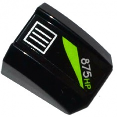 black slope curved 2 x 2 lip with silver grille lime stripe and 875hp pattern sticker - set 60085