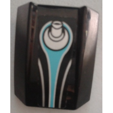 black slope curved 2 x 2 lip with silver fitting and medium azure trim line pattern sticker - set 70164