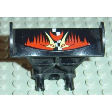 black vehicle spoiler 3 x 4 x 6 with red and yellow jack stone pattern