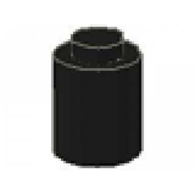 black brick round 1 x 1 - solid stud no bottom lip