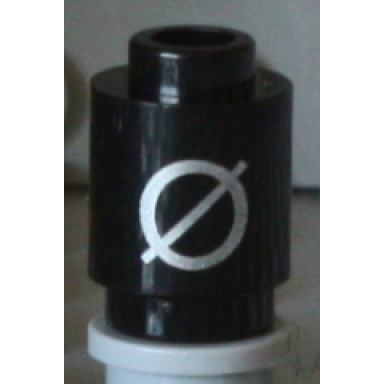 black brick round 1 x 1 with silver capital letter o with stroke ø pattern
