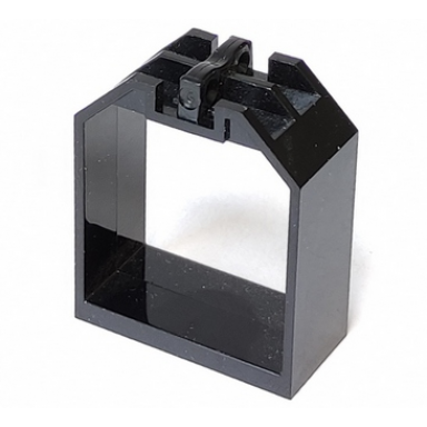 black container box open ended 2 x 4 x 4 with 1 locking hinge finger on each end