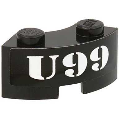 black brick round corner 2 x 2 macaroni with u99 pattern sticker - set 7885