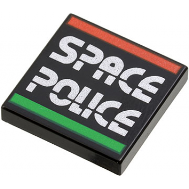 black tile 2 x 2 with space police ii logo pattern