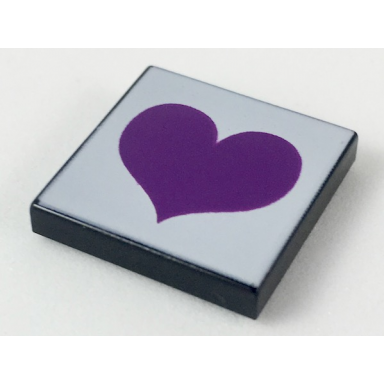 black tile 2 x 2 with purple heart on light violet background pattern