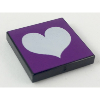 black tile 2 x 2 with light violet heart on purple background pattern