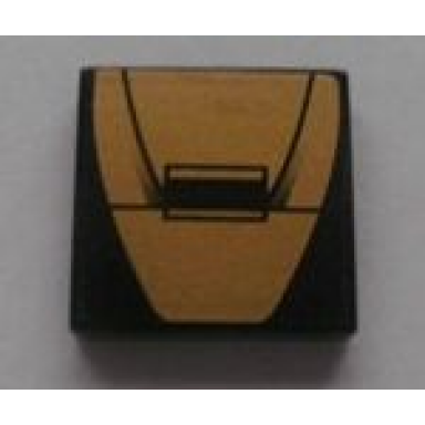 black tile 2 x 2 with gold panel pattern sticker - set 8007