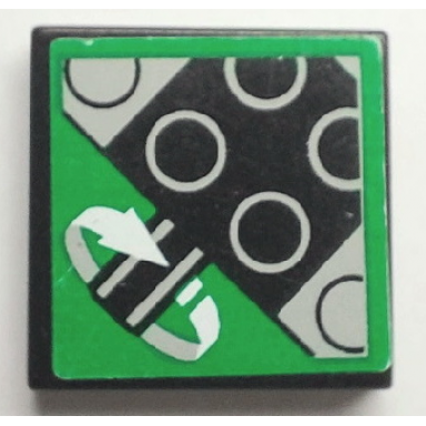 black tile 2 x 2 with rotation sensor pattern sticker - set 8479