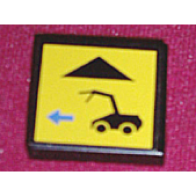 black tile 2 x 2 with black car and blue arrow left pattern sticker - set 8480