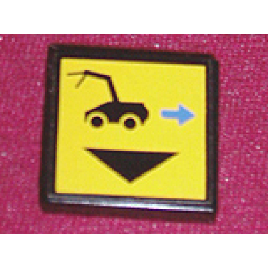 black tile 2 x 2 with black car and blue arrow right pattern sticker - set 8480
