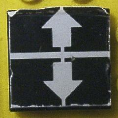 black tile 2 x 2 with white arrows up down on black background pattern sticker - set 8094