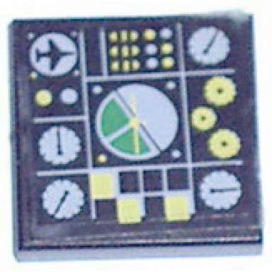 black tile 2 x 2 with avionics green and light gray pattern 2 sticker - set 8856