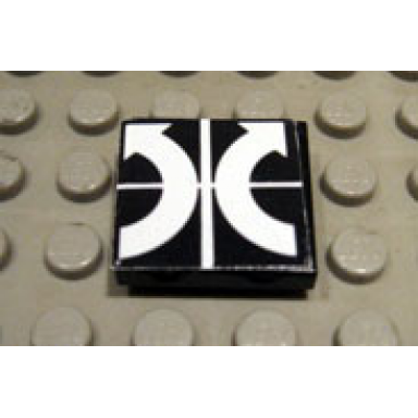 black tile 2 x 2 with white crossed lines and arrows curved counterclockwise clockwise pattern sticker - set 8094