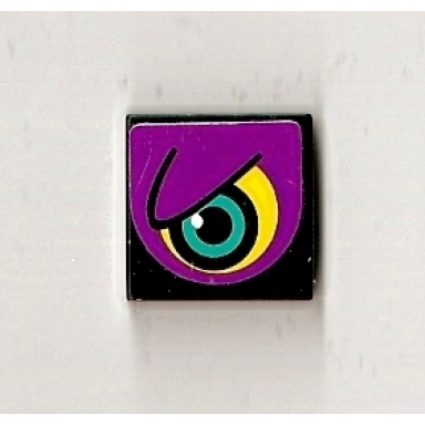 black tile 2 x 2 with purple eye left pattern sticker - set 8257