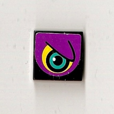 black tile 2 x 2 with purple eye right pattern sticker - set 8257