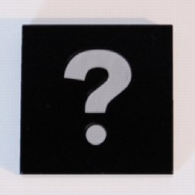 black tile 2 x 2 with white question mark pattern
