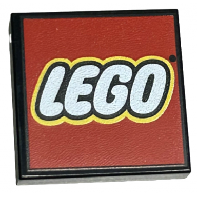 black tile 2 x 2 with modern lego logo large pattern