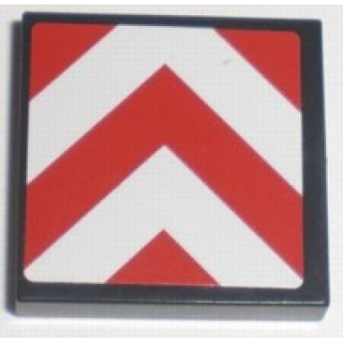 tile 2 x 2 with red and white chevron stripes pattern sticker - sets 7632 7633 60098