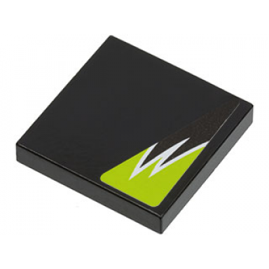 black tile 2 x 2 with black and lime flames pattern model left side sticker - set 8119