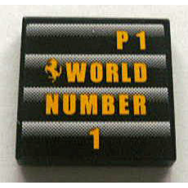black tile 2 x 2 with ferrari logo and p1 world number 1 pattern sticker - set 8672