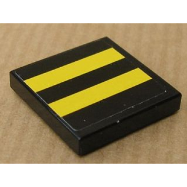 black tile 2 x 2 with yellow stripes pattern sticker - set 8154