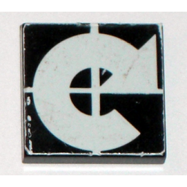 black tile 2 x 2 with arrow white curved clockwise on black background pattern sticker - set 8094