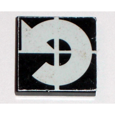 black tile 2 x 2 with arrow white curved counterlockwise on black background pattern sticker - set 8094